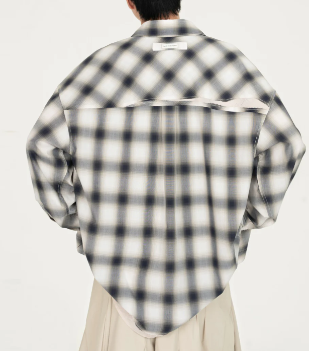 Camicia a quadri on tasche in blu e beige Feng Chen Wang - uomo 