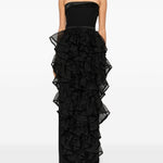 Abito lungo senza spalline con ruches in nero Viktor&rolf - donna 