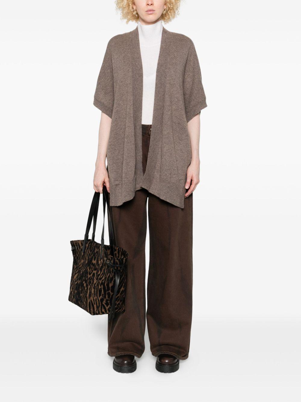 Cardigan a maniche corte in beige Gotha - donna 