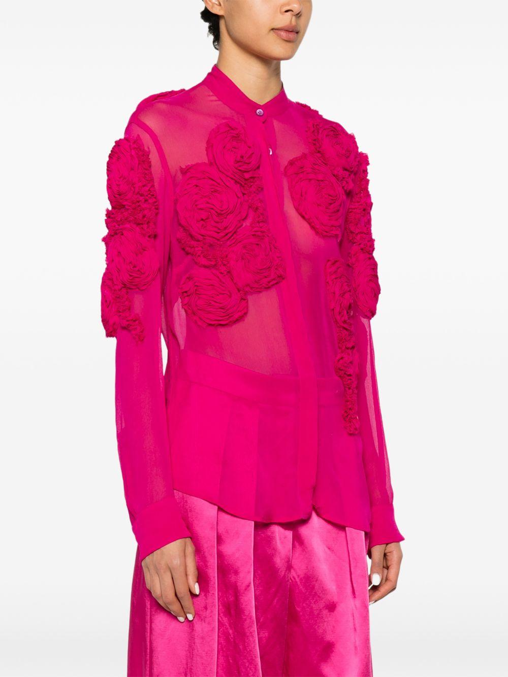 Camicia Chowsa con ricami floreali in rosa Dries van noten - donna 