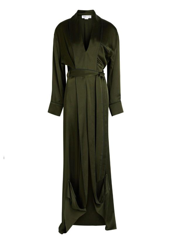 Abito in raso drappeggiato in verde oliva Victoria Beckham - donna 