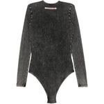 Body Fresya con bottoni sul davanti in nero 