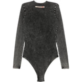 Body Fresya con bottoni sul davanti in nero 