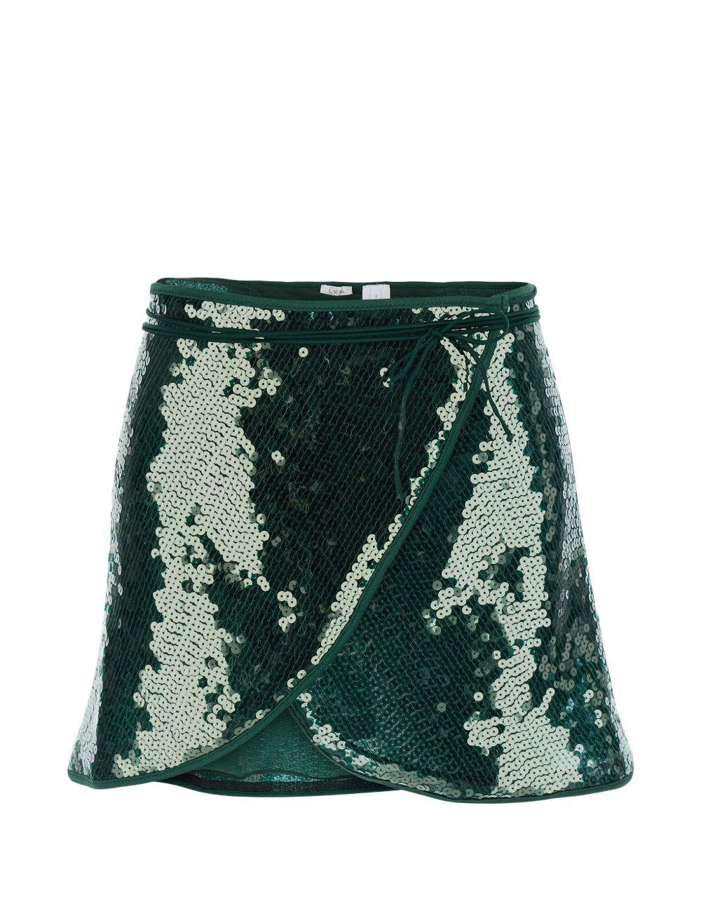 Minigonna con paillettes in verde Oséree - donna 