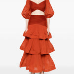 Top corto plissettato in rosso mattone Zimmermann - donna 