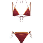 Bikini double gem con cristalli in rosso e arancione 