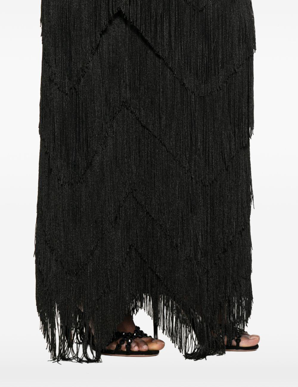 Gonna lunga con frange in nero Bless - donna 