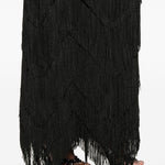 Gonna lunga con frange in nero Bless - donna 