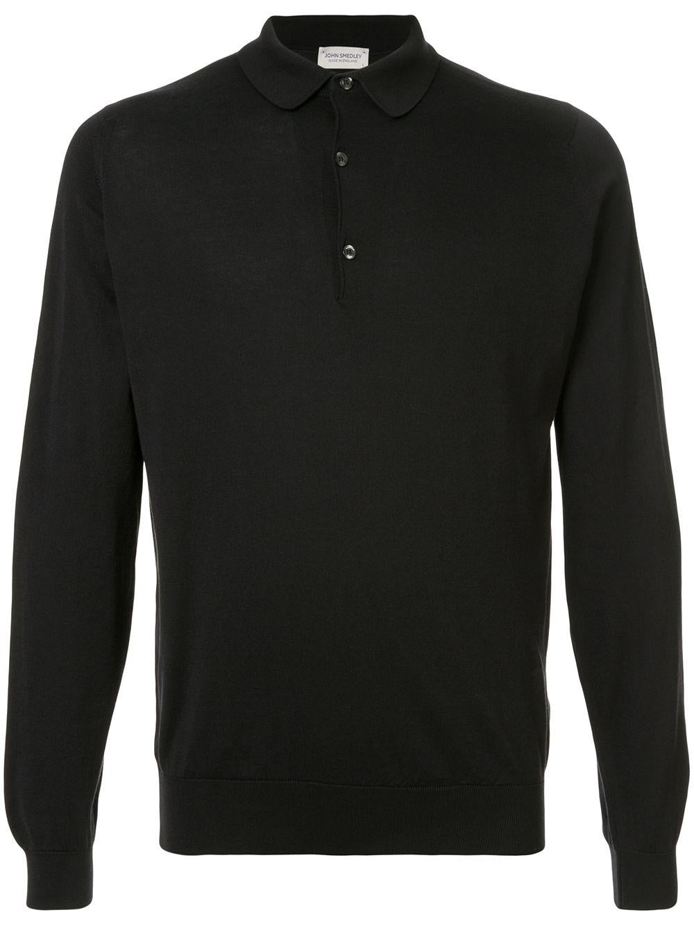 Polo a maniche lunghe in nero John smedley - uomo 