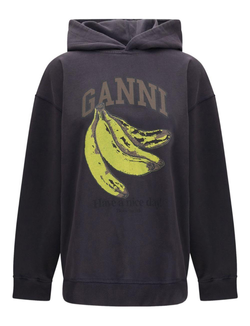 Felpa con stampa Banana in nero Ganni - donna 