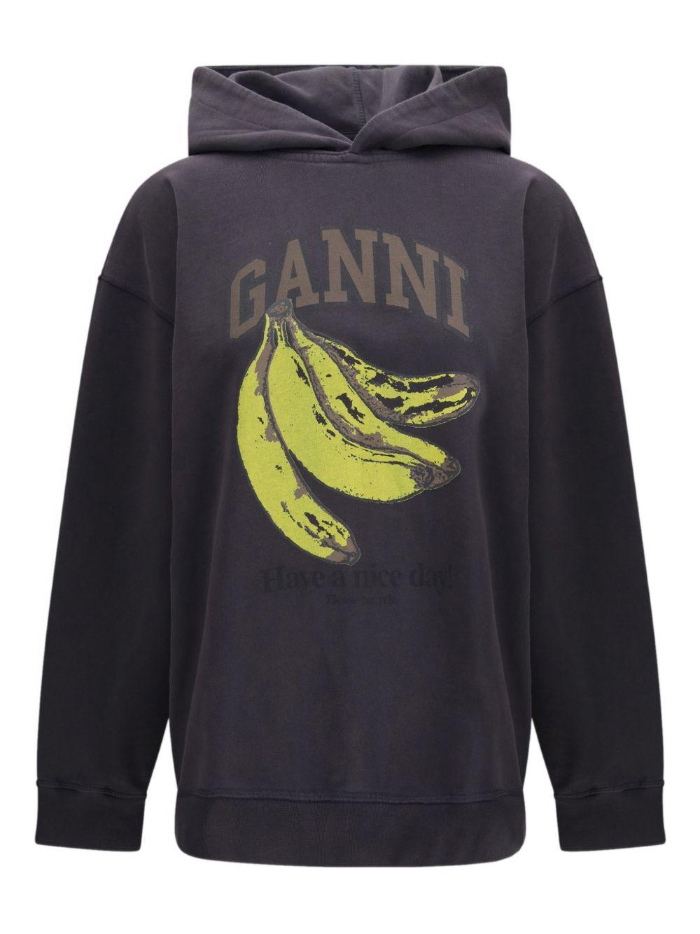 Felpa con stampa Banana in nero Ganni - donna 