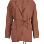 Blazer in misto lino con cintura in marrone Brunello cucinelli - donna 