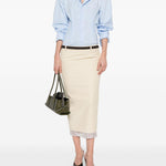 Gonna midi con bordo a righe in beige The attico - donna 