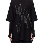 T-shirt a maniche corte jumbo in nero Rick Owens x Moncler - unisex 