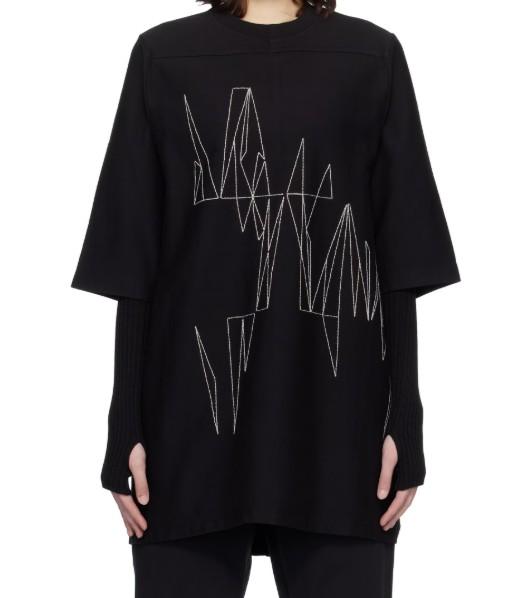 T-shirt a maniche corte jumbo in nero Rick Owens x Moncler - unisex 