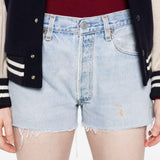 Pantaloncini in denim con bordi sfilacciati in blu Re/done - donna 