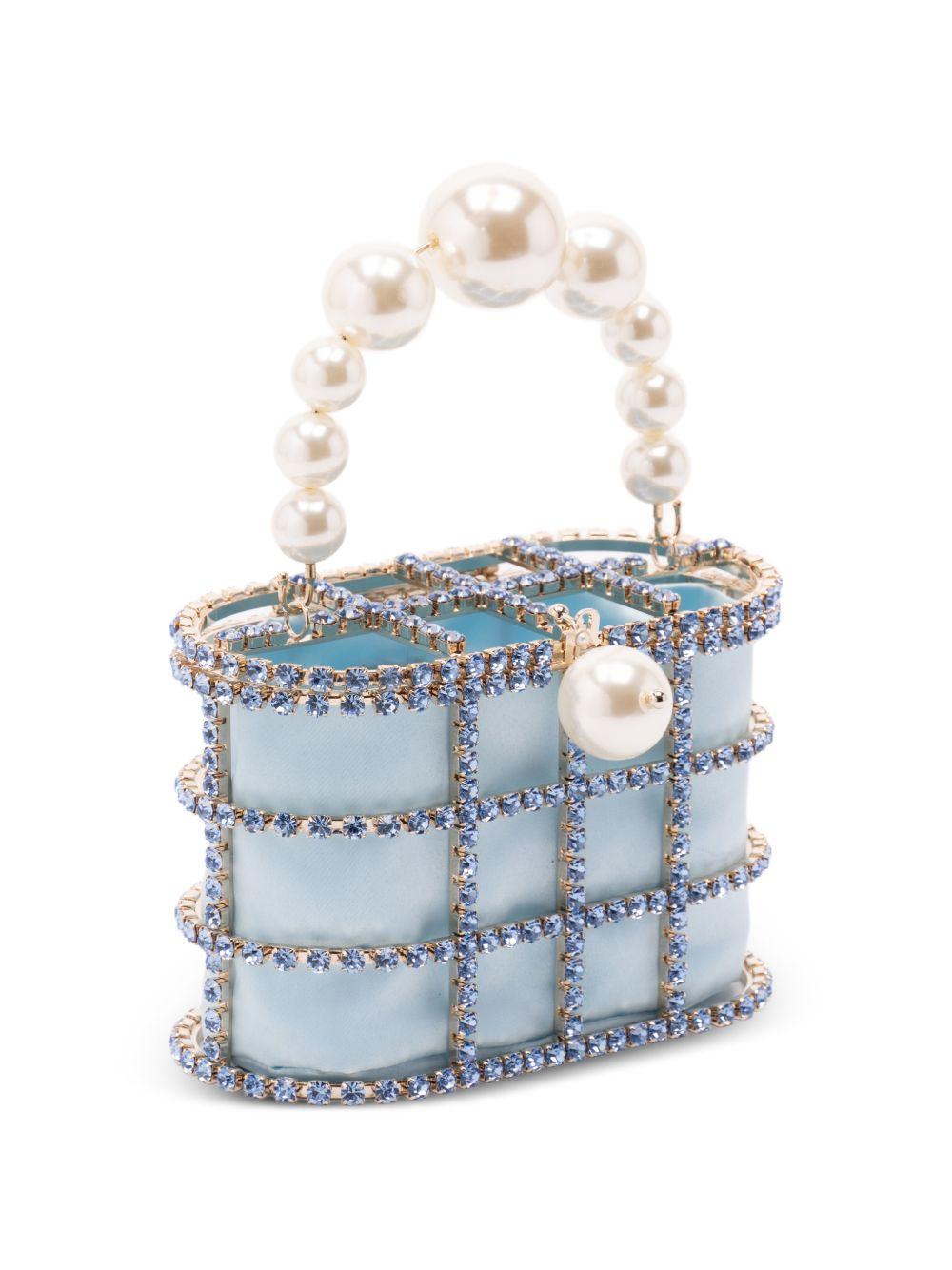 Borsa a mano con cristalli e perle holli in blu Rosantica - donna 