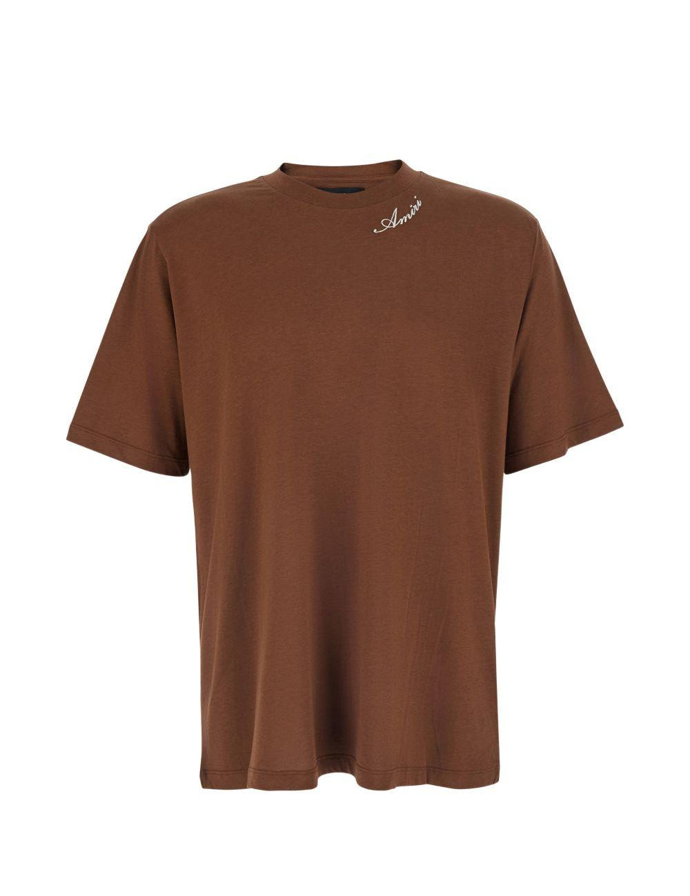 T-shirt a maniche corte con logo  in marrone 
