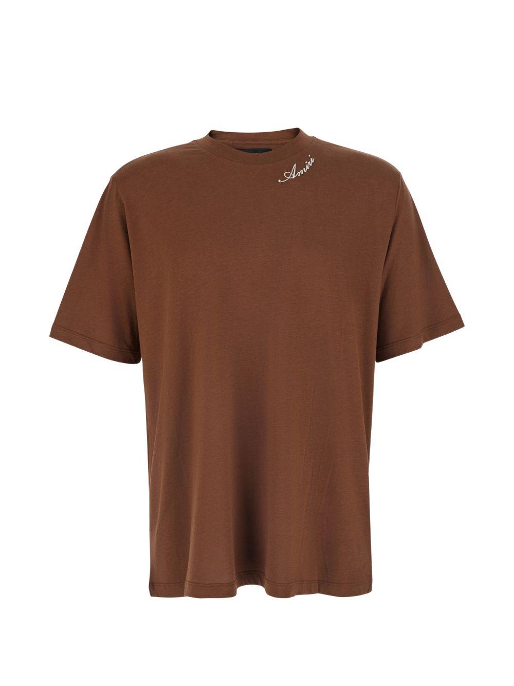 T-shirt a maniche corte con logo  in marrone 