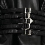 Giacca in pelle con fibbie in nero Undercover - donna 