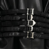 Giacca in pelle con fibbie in nero Undercover - donna 