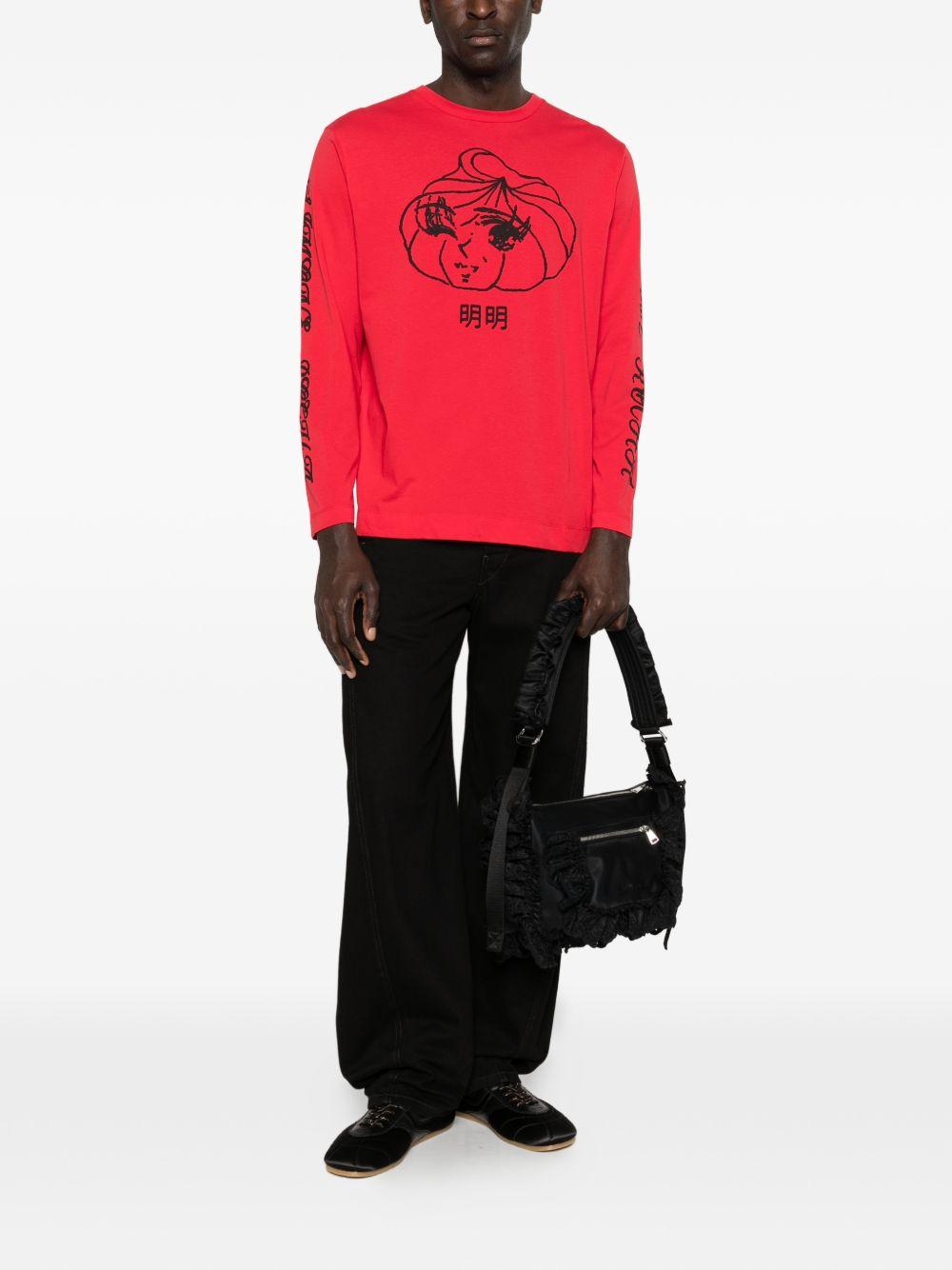 T-shirt a manica lunga stampata in rosso Simone rocha - uomo 