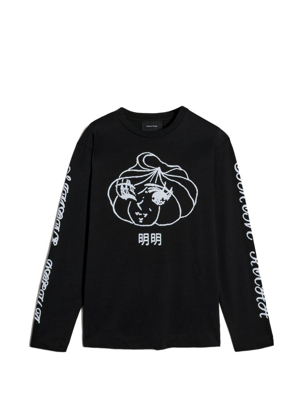 T-shirt a manica lunga stampata in nero Simone rocha - uomo 