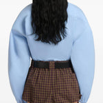 Camicia in popeline a collo alto in celeste 