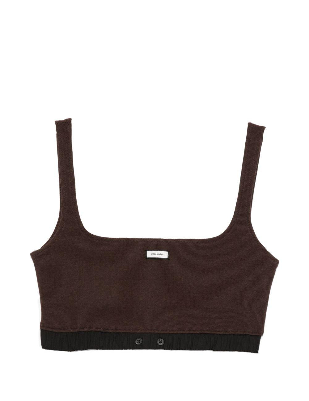 Top crop con logo in marrone Entire studios - donna 