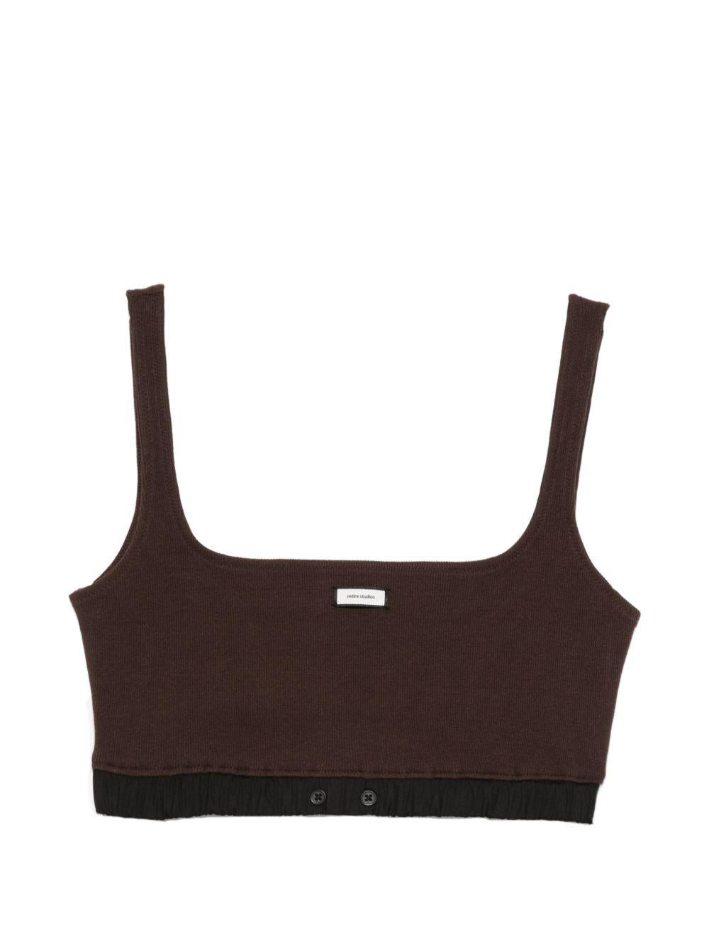Top crop con logo in marrone Entire studios - donna 