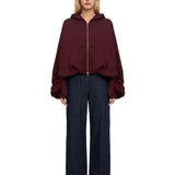 Felpa con cappuccio e zip bordeaux 