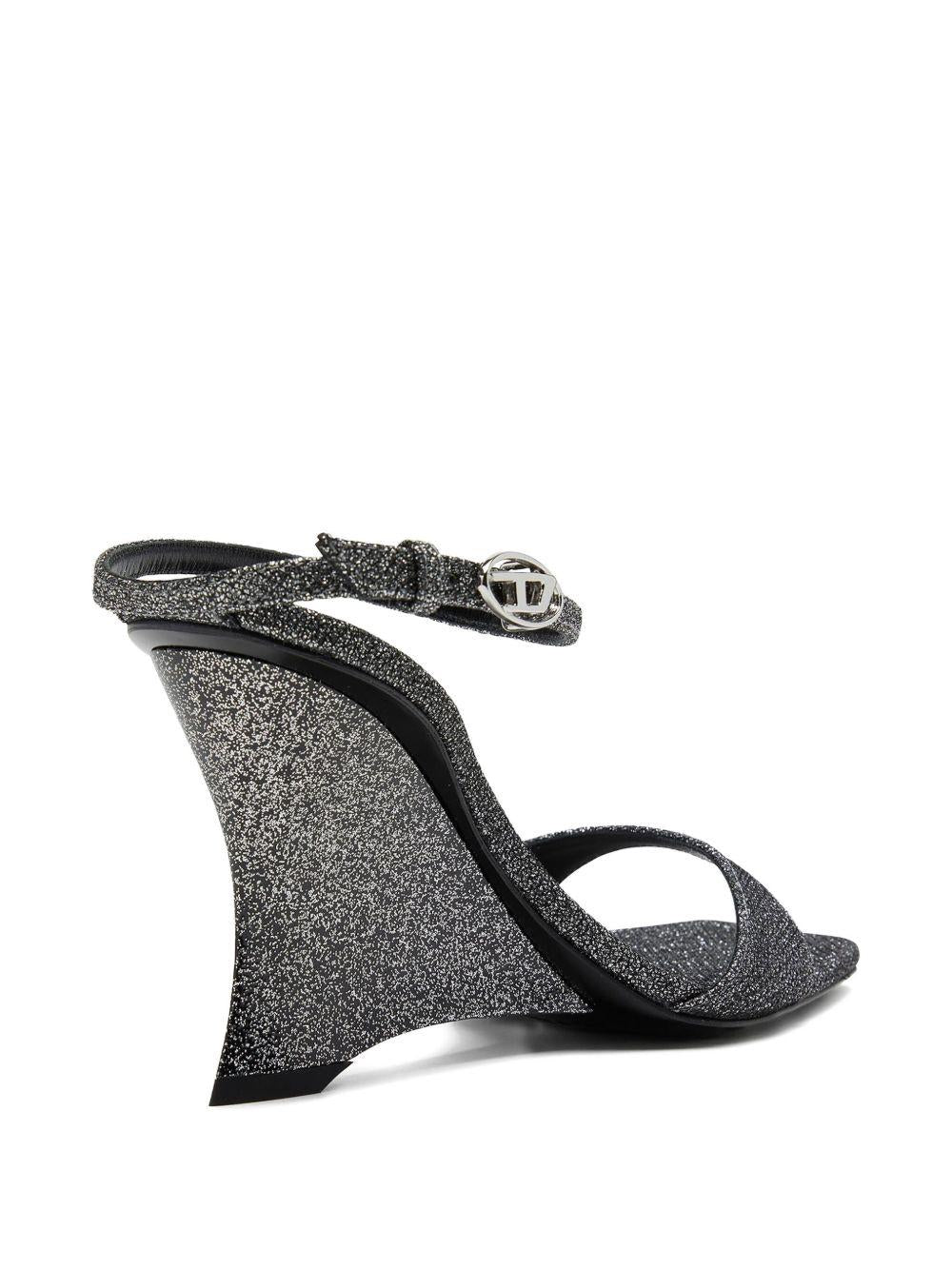 Sandali con zeppa D-Amber in argento Diesel - donna 