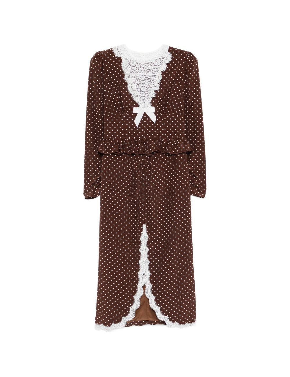 Abito midi a pois in marrone Alessandra Rich - donna 