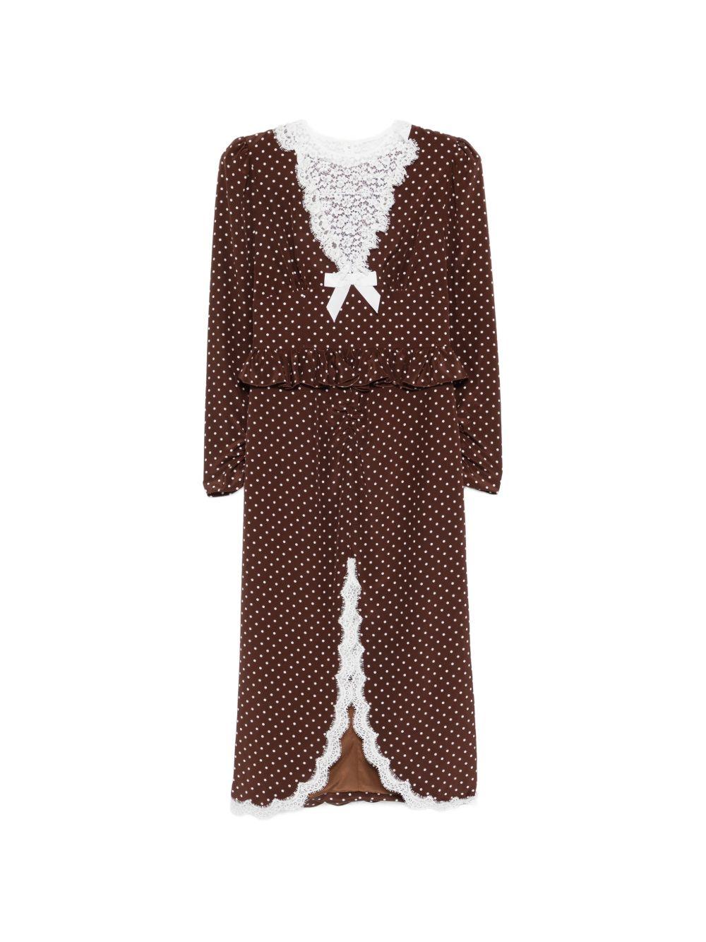 Abito midi a pois in marrone Alessandra Rich - donna 