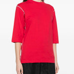 T-shirt a manica corta con impunture in rosso Gr10k - donna 