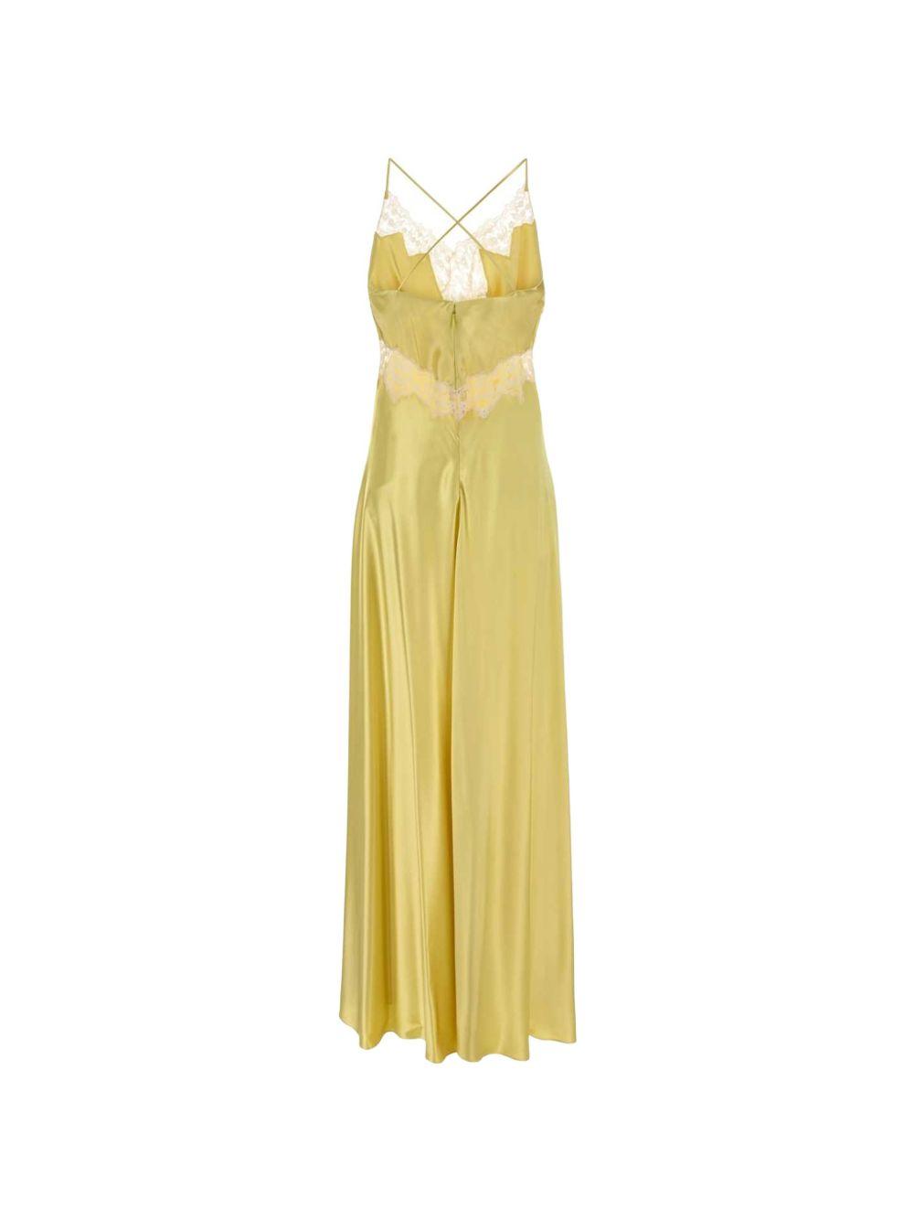 Abito lungo con orlo in pizzo giallo Alberta Ferretti - donna 