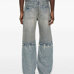 Jeans a gamba ampia con effetto vissuto in blu Purple - uomo 