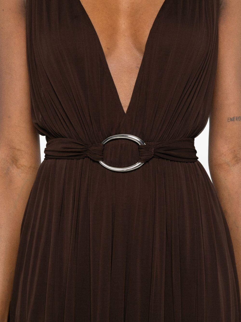 Abito maxi con scollo a V in marrone Tory Burch - donna 