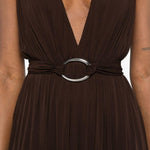 Abito maxi con scollo a V in marrone Tory Burch - donna 