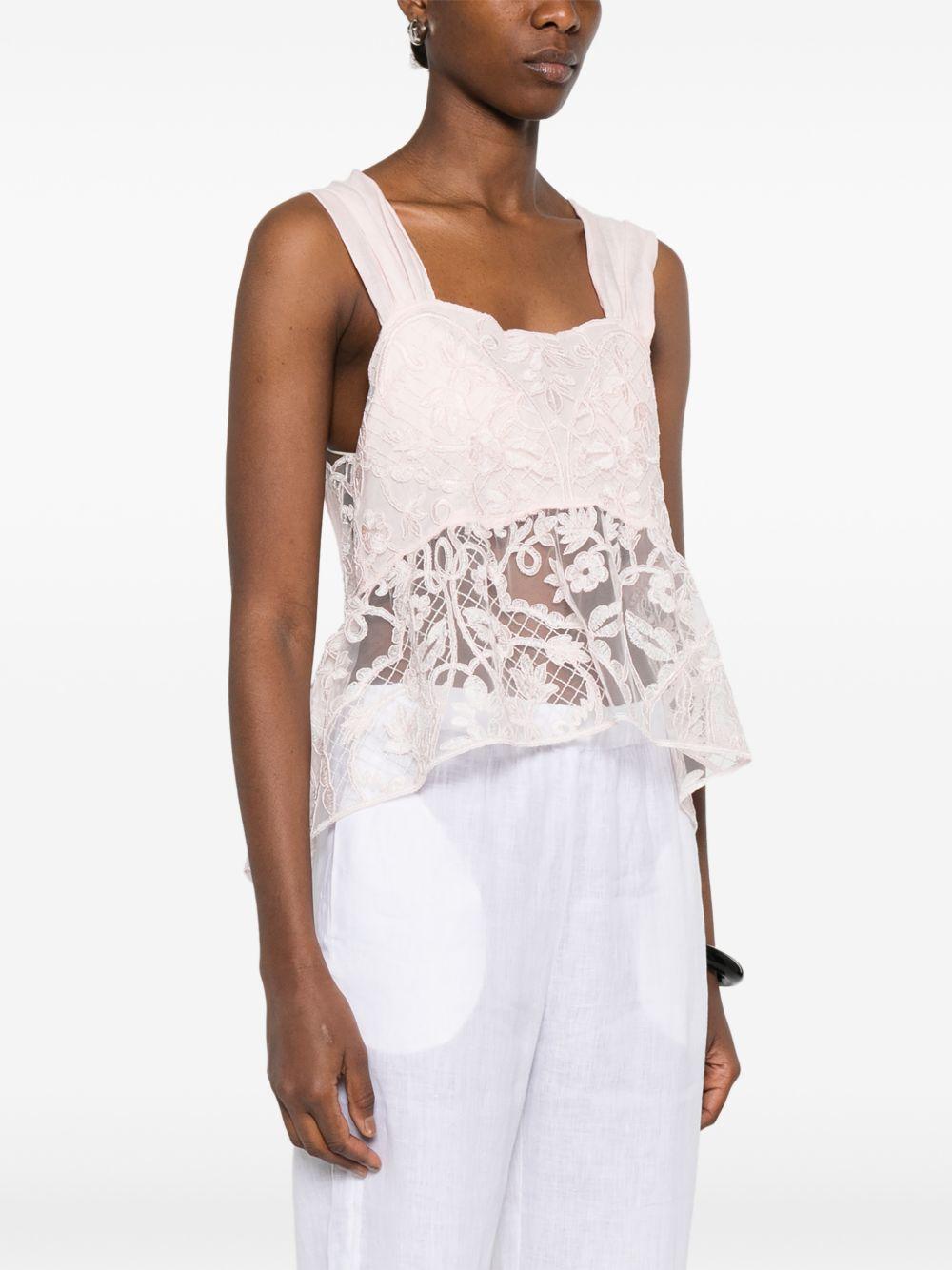 Top in pizzo con motivo floreale in rosa Maurizio - donna 