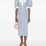 Abito midi con maniche a palloncino in azzurro Rowen Rose - donna 
