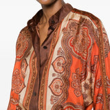 Camicia di seta con stampa paisley Mahon in arancione 