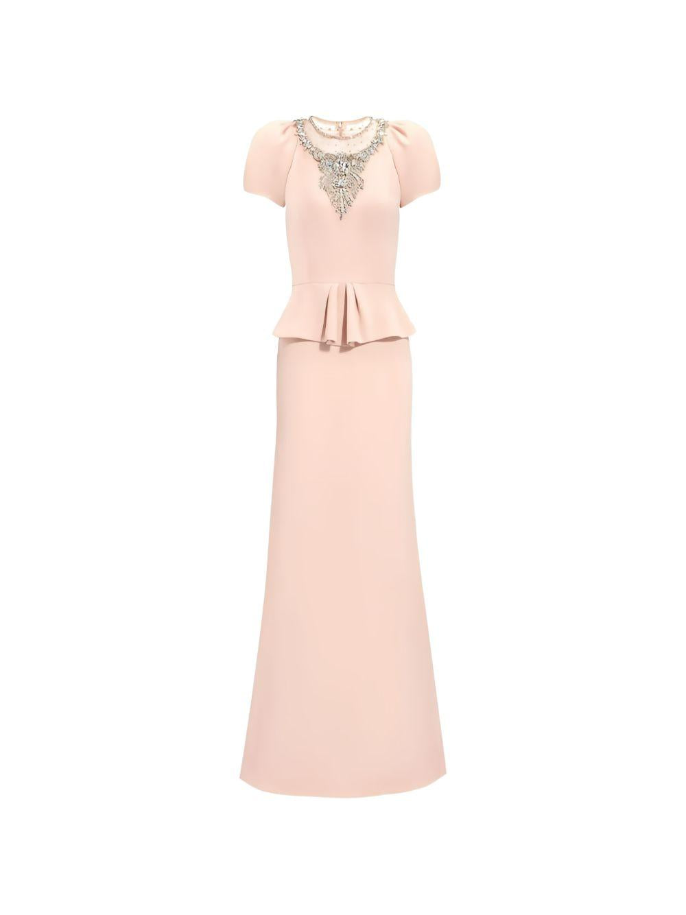 Abito lungo nocturne con cristalli in rosa Jenny packham - donna 