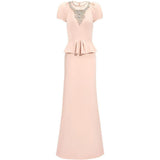 Abito lungo nocturne con cristalli in rosa Jenny packham - donna 