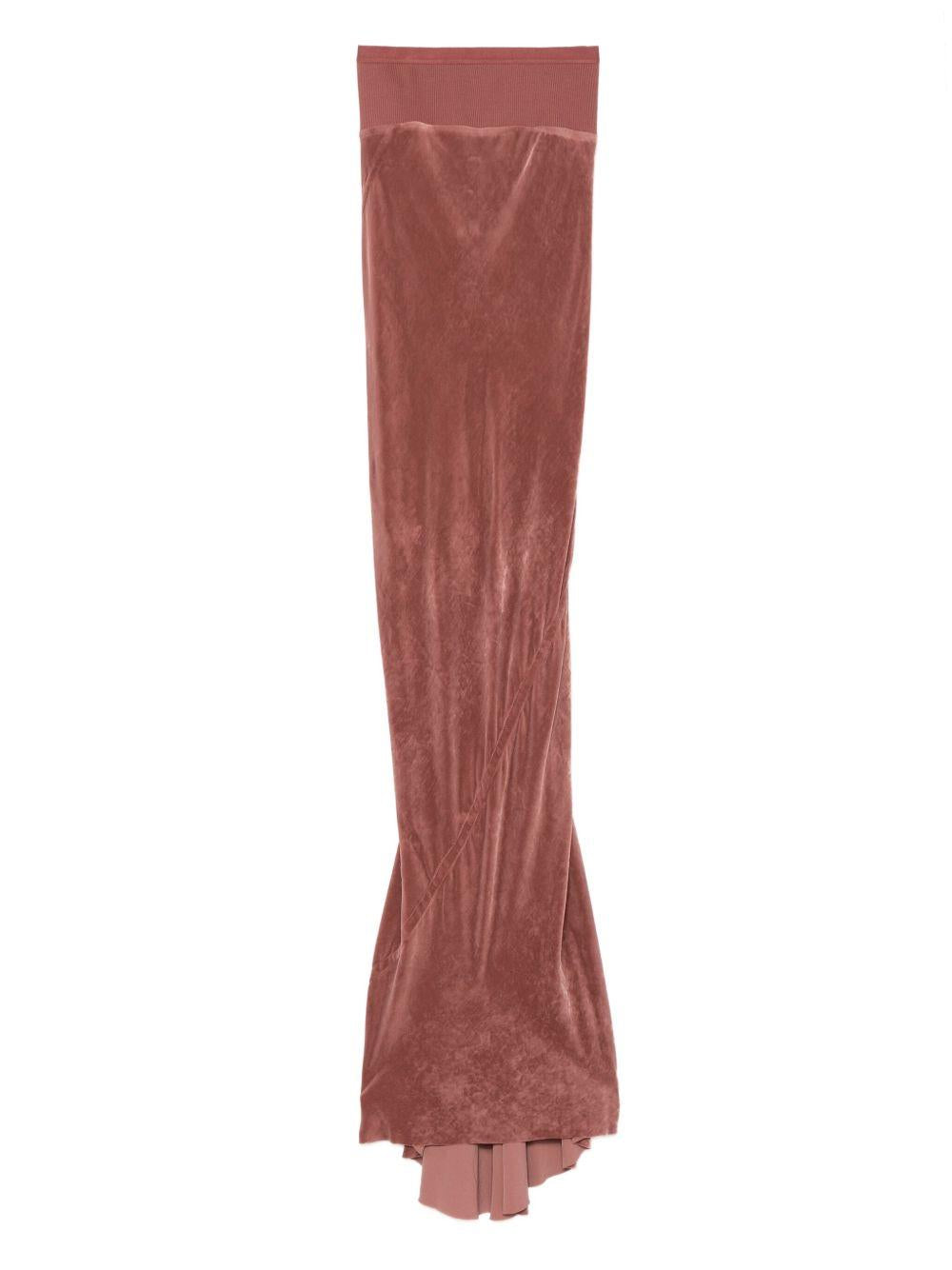 Maxigonna con finitura satinata coda in rosa Rick owens - donna 