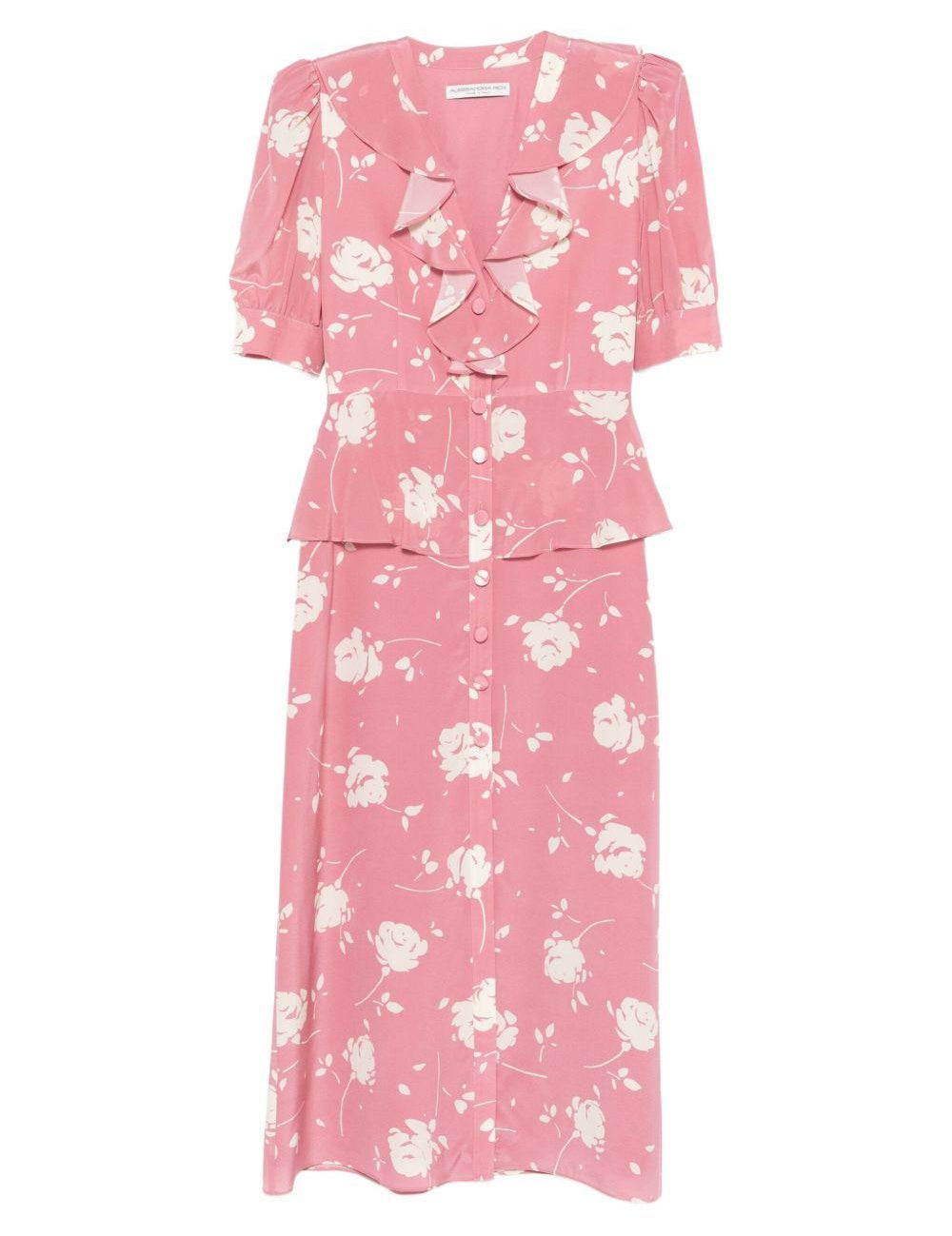 Abito midi con stampa in rosa Alessandra Rich - donna 