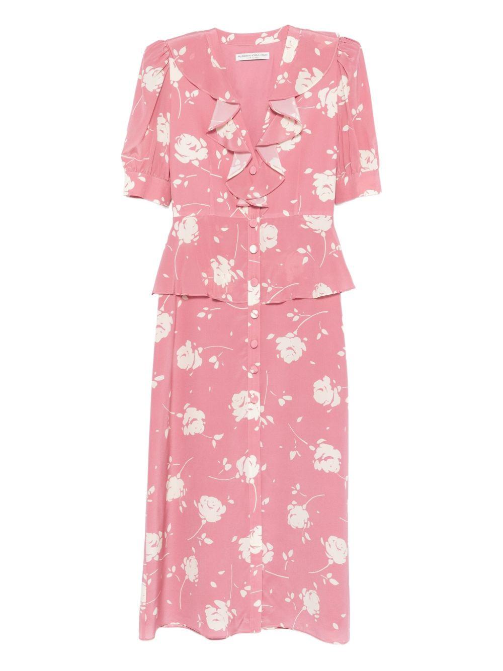 Abito midi con stampa in rosa Alessandra Rich - donna 