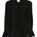 Camicia con inserto semi trasparente in nero Forte forte - donna 