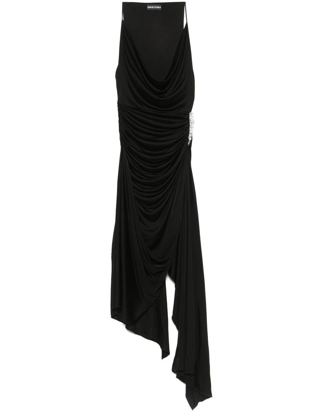 Abito midi asimmetrico in nero David koma - donna 