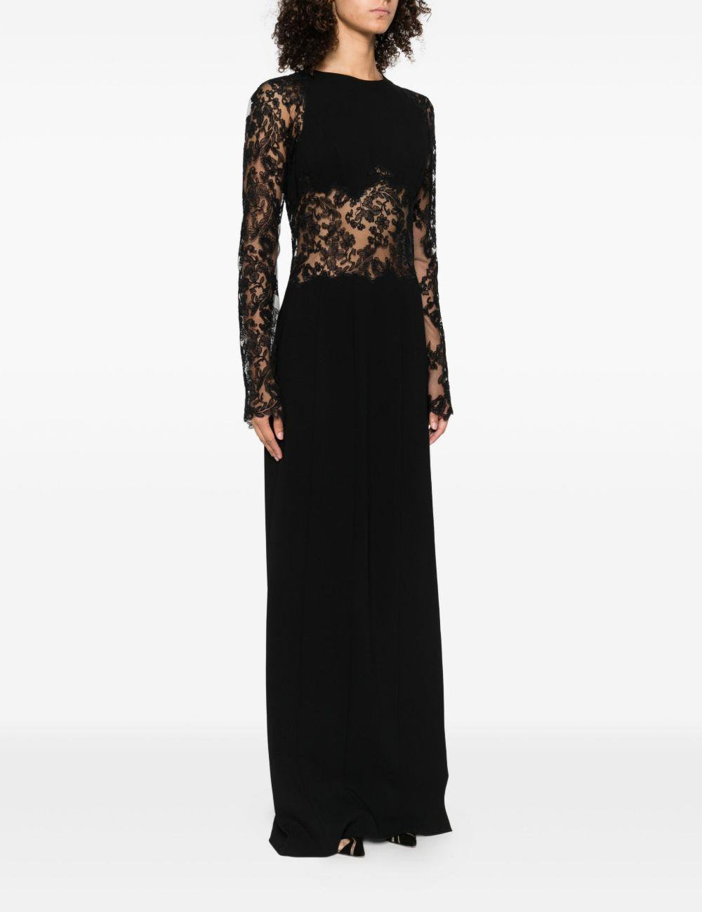 Abito lungo con inserti in pizzo nero Ermanno Scervino - donna 